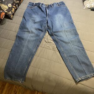 Men's Insulated Blue Jeans Heavy Denim Flannel RedHead 44x32 Work Jeans